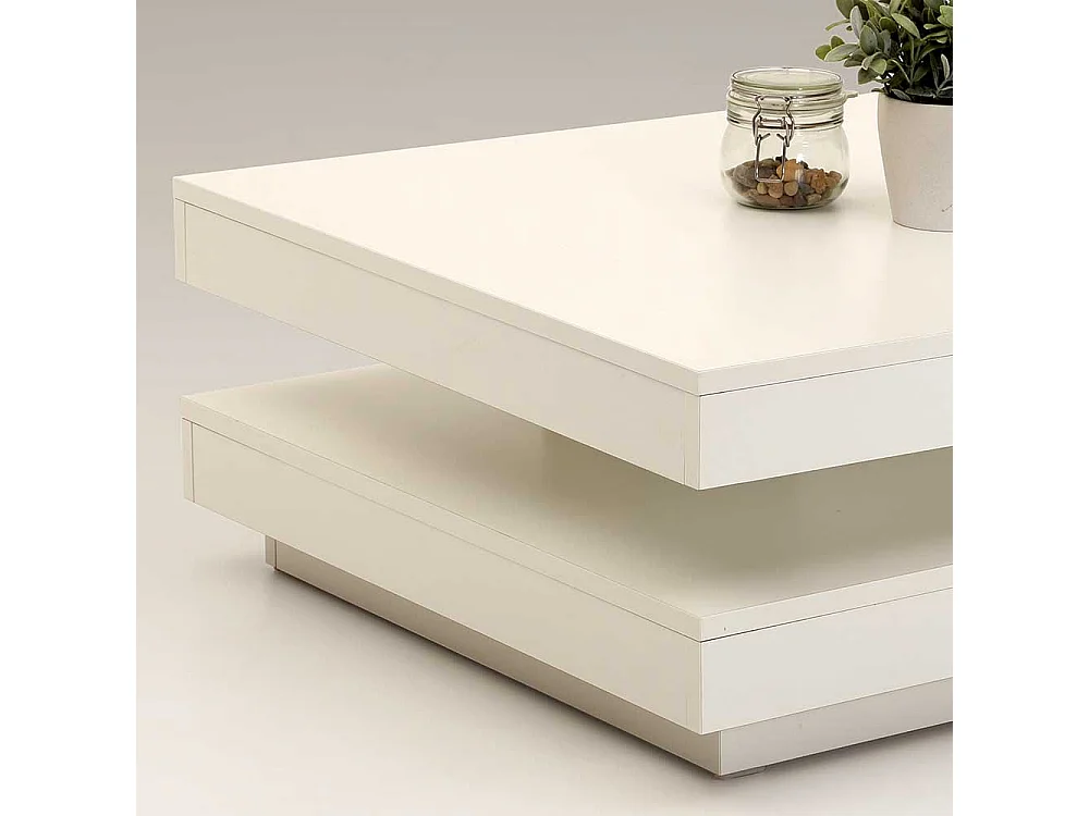 Wohnzimmer Tisch in Weiß drehbarer Tischplatte