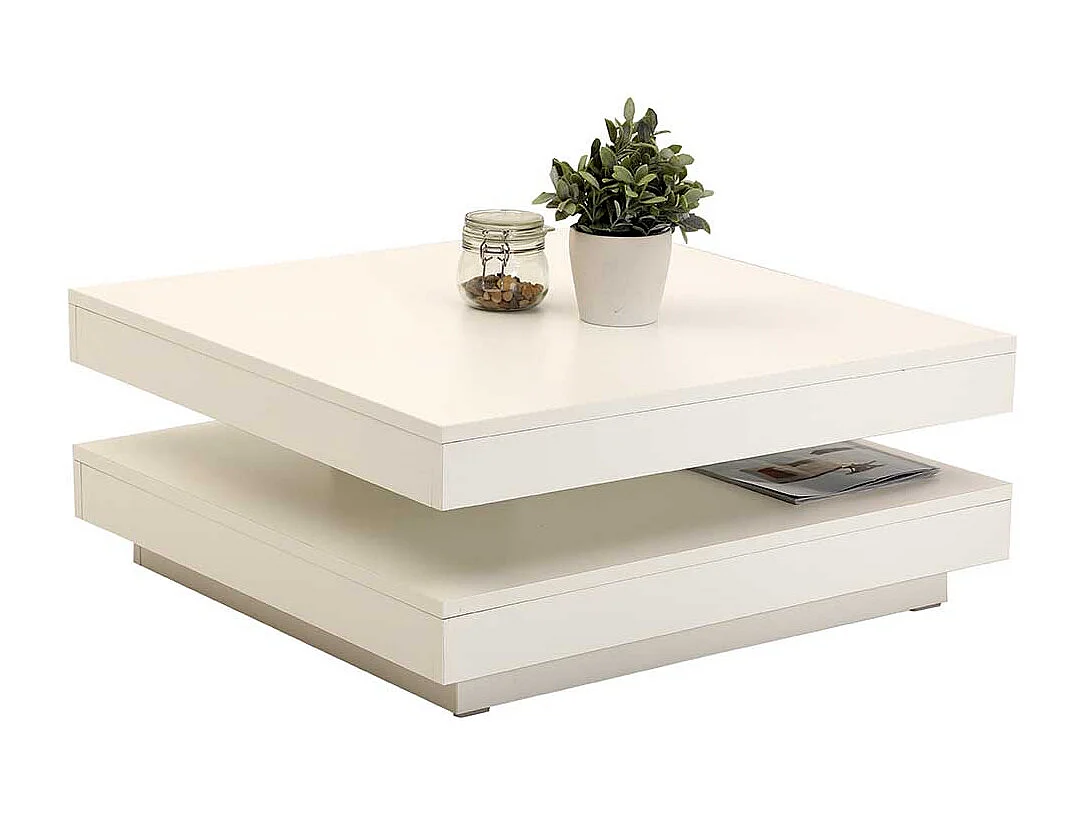 Wohnzimmer Tisch in Weiß drehbarer Tischplatte