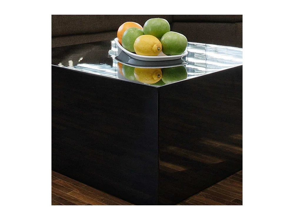 Block Couchtisch in Schwarz Hochglanz 60 cm breit