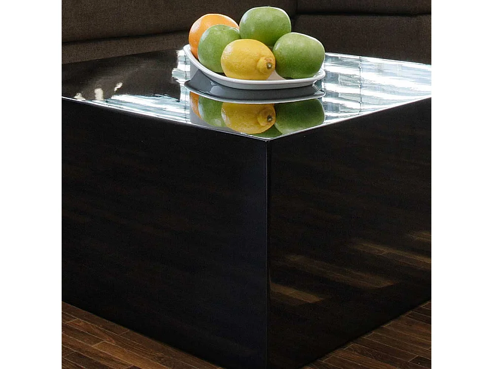 Block Couchtisch in Schwarz Hochglanz 60 cm breit