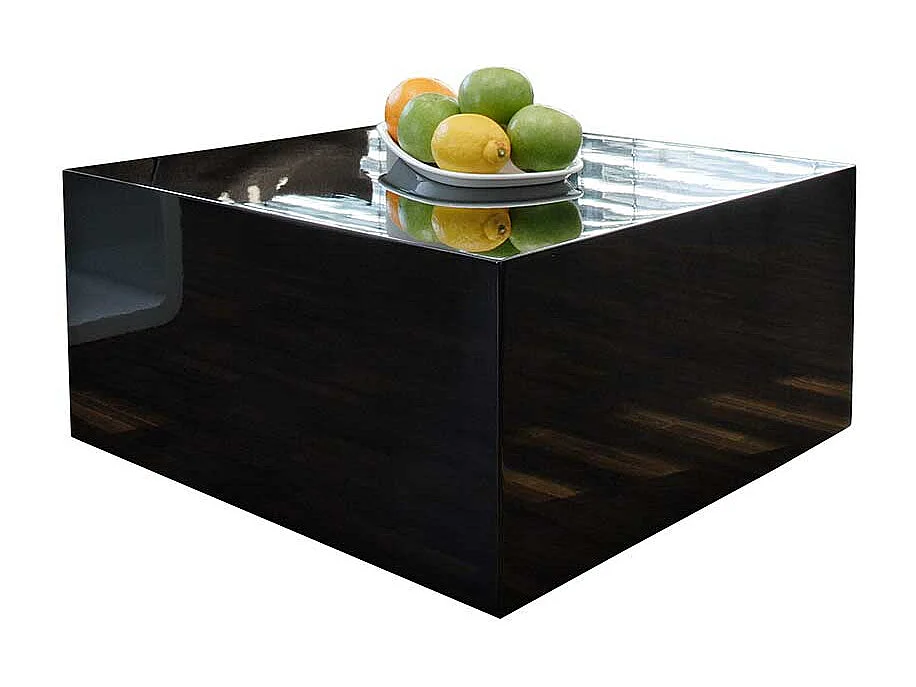 Block Couchtisch in Schwarz Hochglanz 60 cm breit