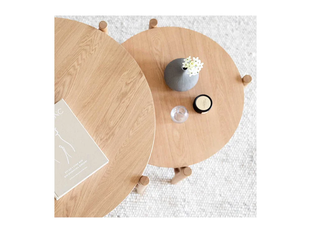 Wohnzimmertisch mit runder Tischplatte Vierfußgestell