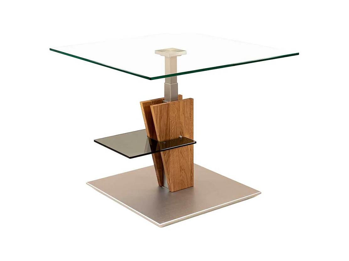 Lift Sofa Tisch aus Sicherheitsglas Wildeiche Massivholz