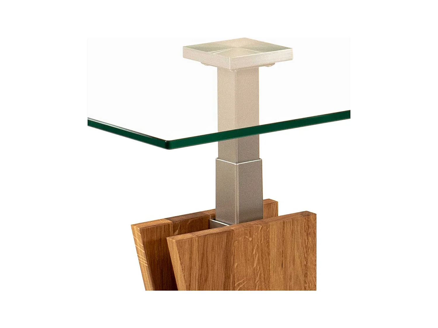 Lift Sofa Tisch aus Sicherheitsglas Wildeiche Massivholz
