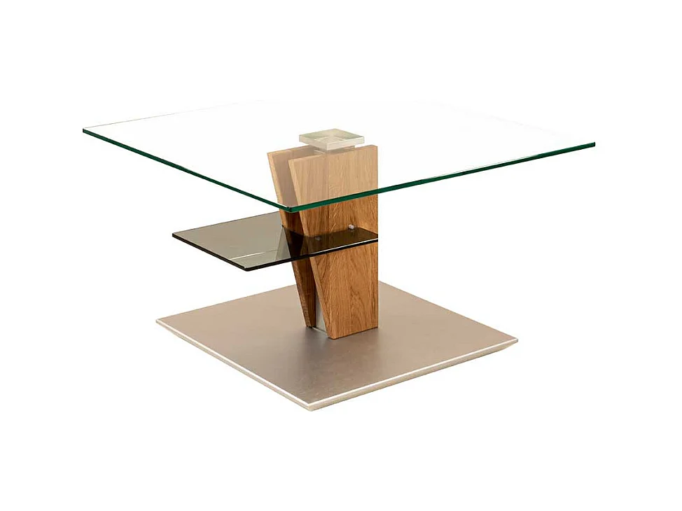 Lift Sofa Tisch aus Sicherheitsglas Wildeiche Massivholz
