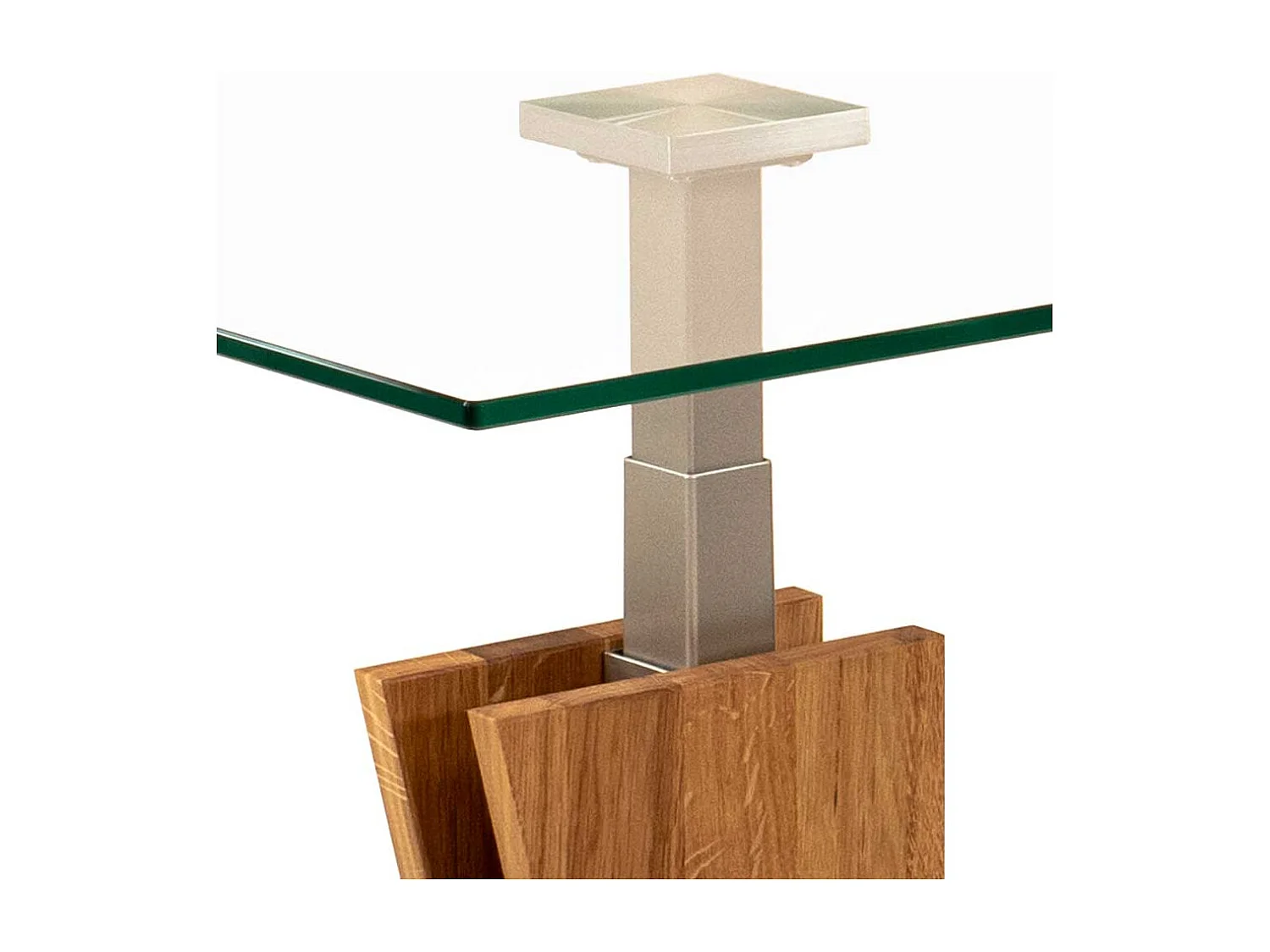 Lift Sofa Tisch aus Sicherheitsglas Wildeiche Massivholz