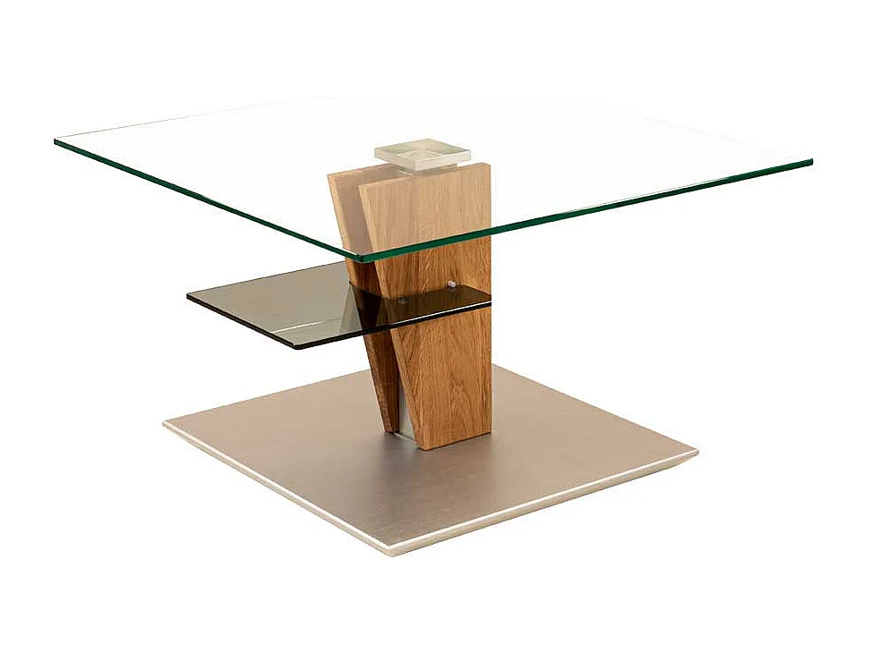 Lift Sofa Tisch aus Sicherheitsglas Wildeiche Massivholz