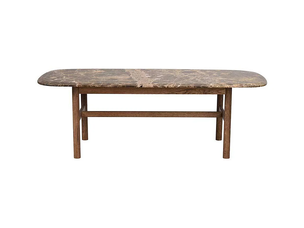 Moderner Wohnzimmertisch mit Marmorplatte Vierfußgestell aus Holz