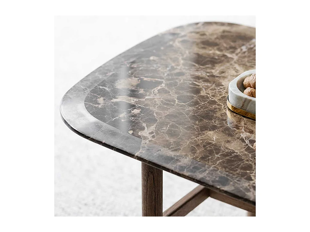 Moderner Wohnzimmertisch mit Marmorplatte Vierfußgestell aus Holz