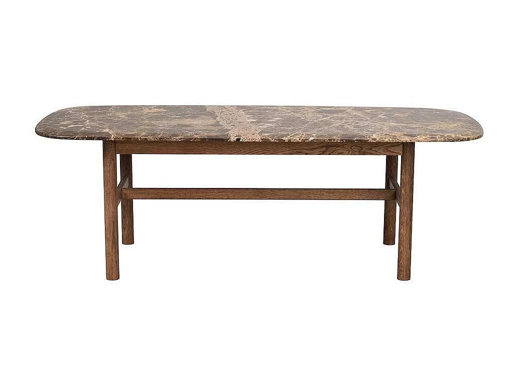 Moderner Wohnzimmertisch mit Marmorplatte Vierfußgestell aus Holz