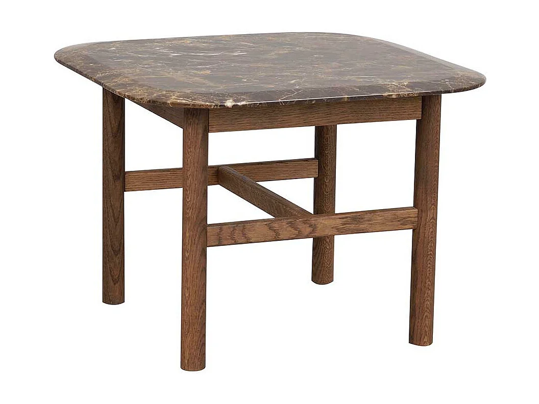 Moderner Wohnzimmertisch mit Marmorplatte Vierfußgestell aus Holz