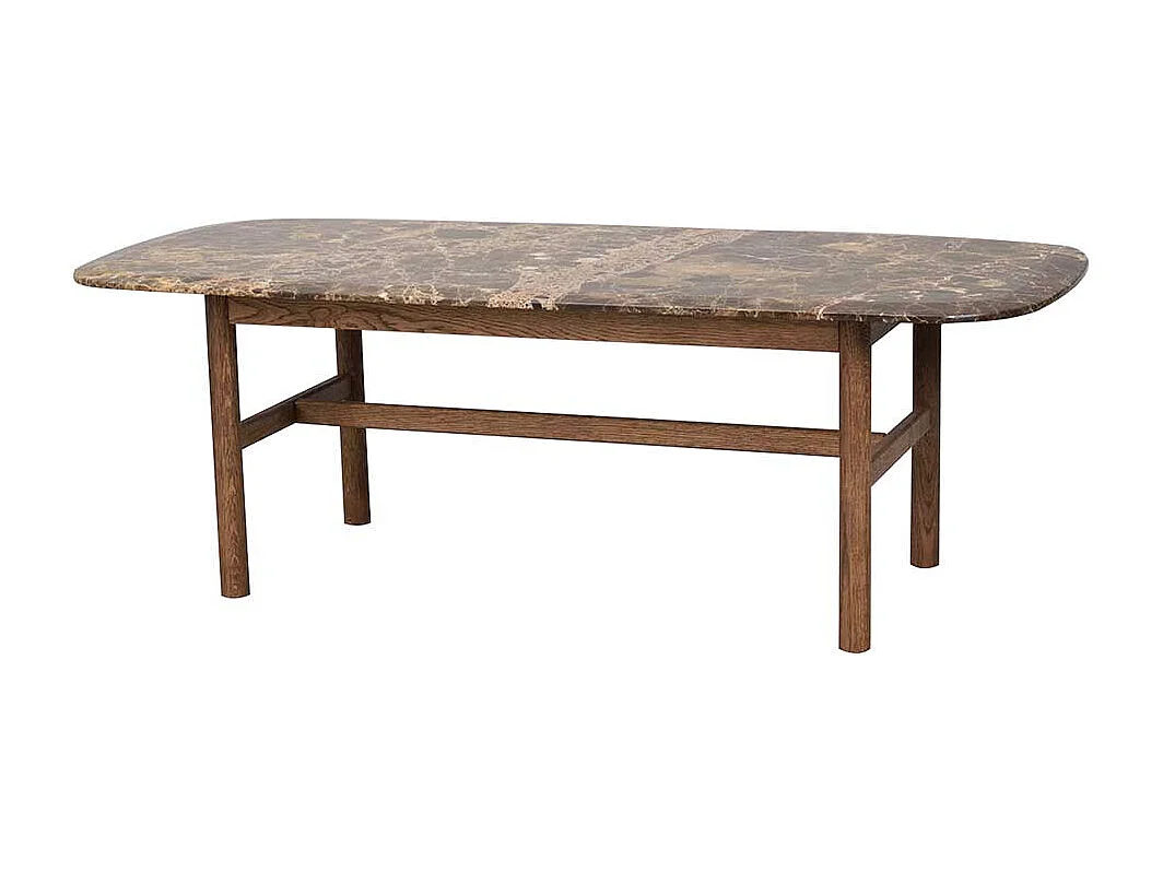 Moderner Wohnzimmertisch mit Marmorplatte Vierfußgestell aus Holz