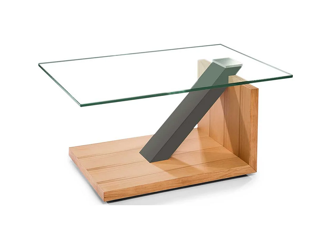 Design Sofatisch in Kernbuchefarben und Taupe großer Bodenplatte