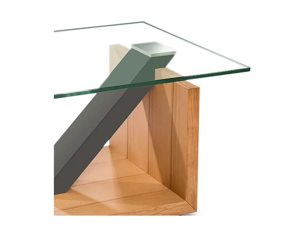 Design Sofatisch in Kernbuchefarben und Taupe großer Bodenplatte