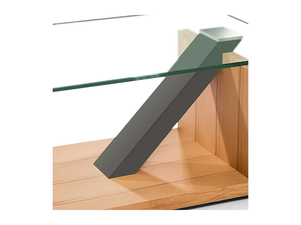 Design Sofatisch in Kernbuchefarben und Taupe großer Bodenplatte