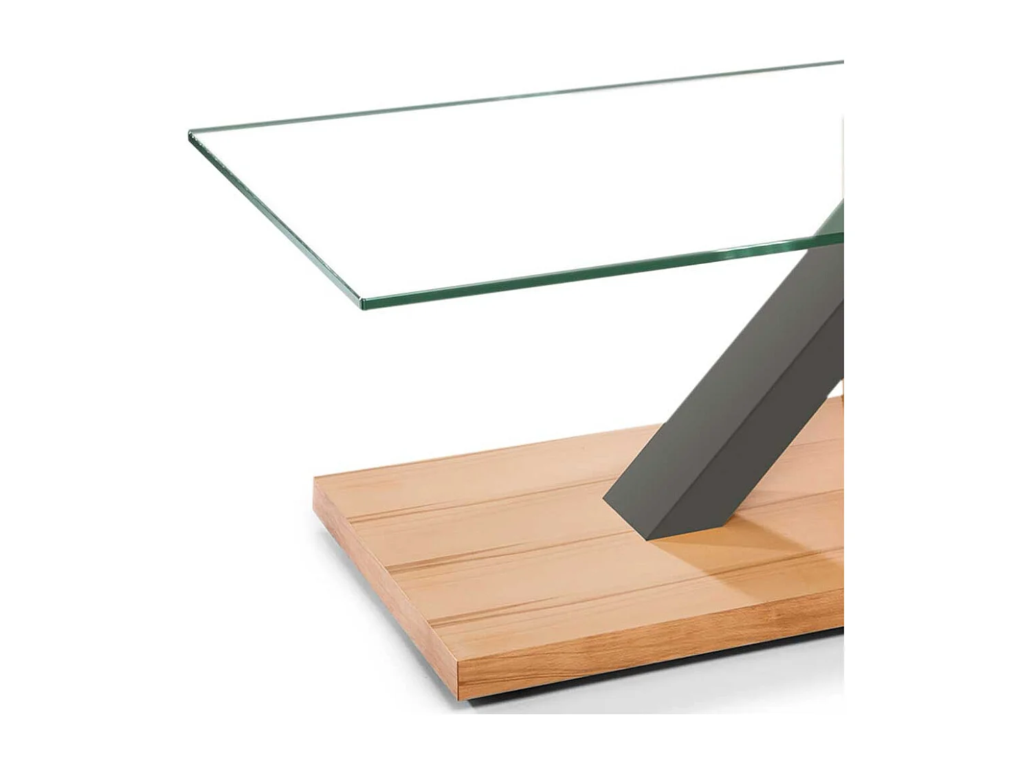 Design Sofatisch in Kernbuchefarben und Taupe großer Bodenplatte