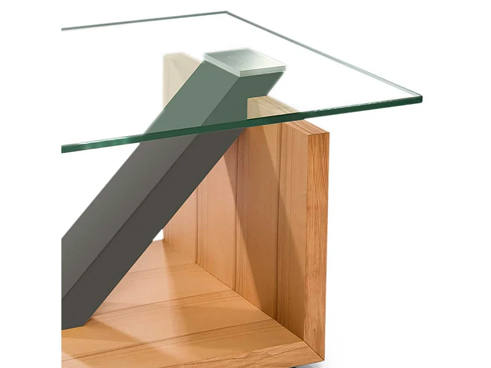 Design Sofatisch in Kernbuchefarben und Taupe großer Bodenplatte