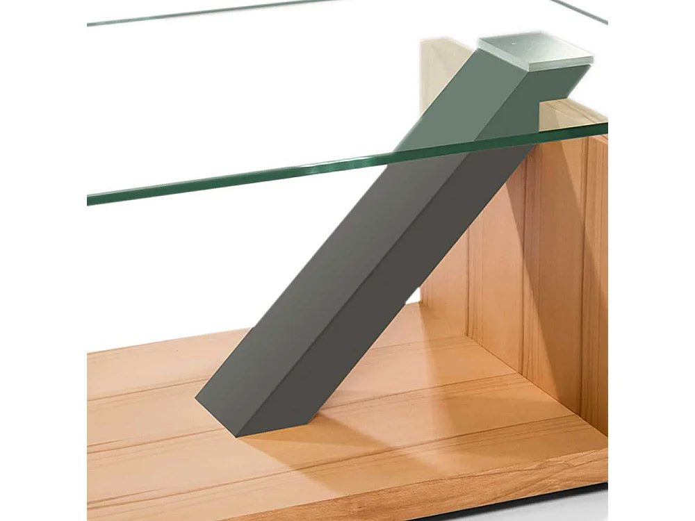 Design Sofatisch in Kernbuchefarben und Taupe großer Bodenplatte