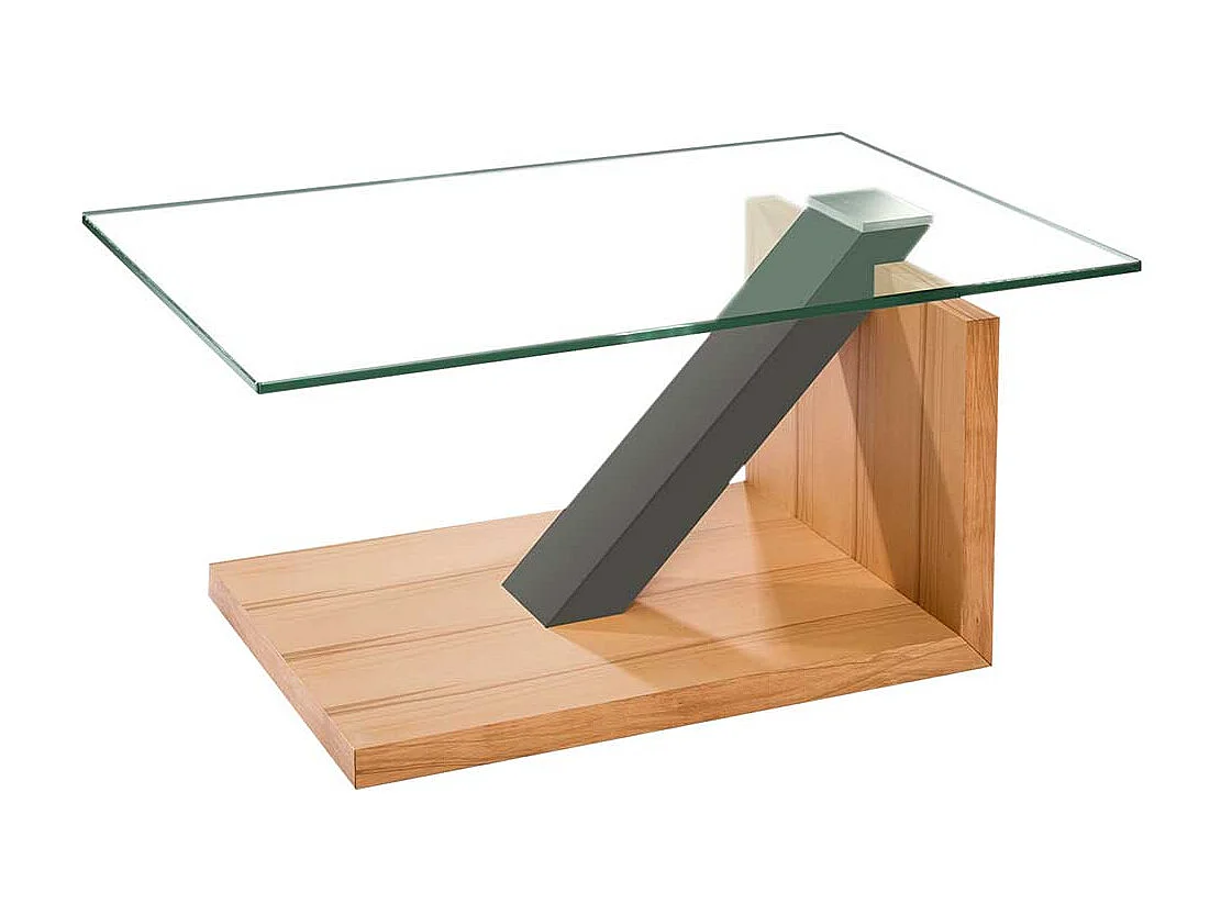 Design Sofatisch in Kernbuchefarben und Taupe großer Bodenplatte