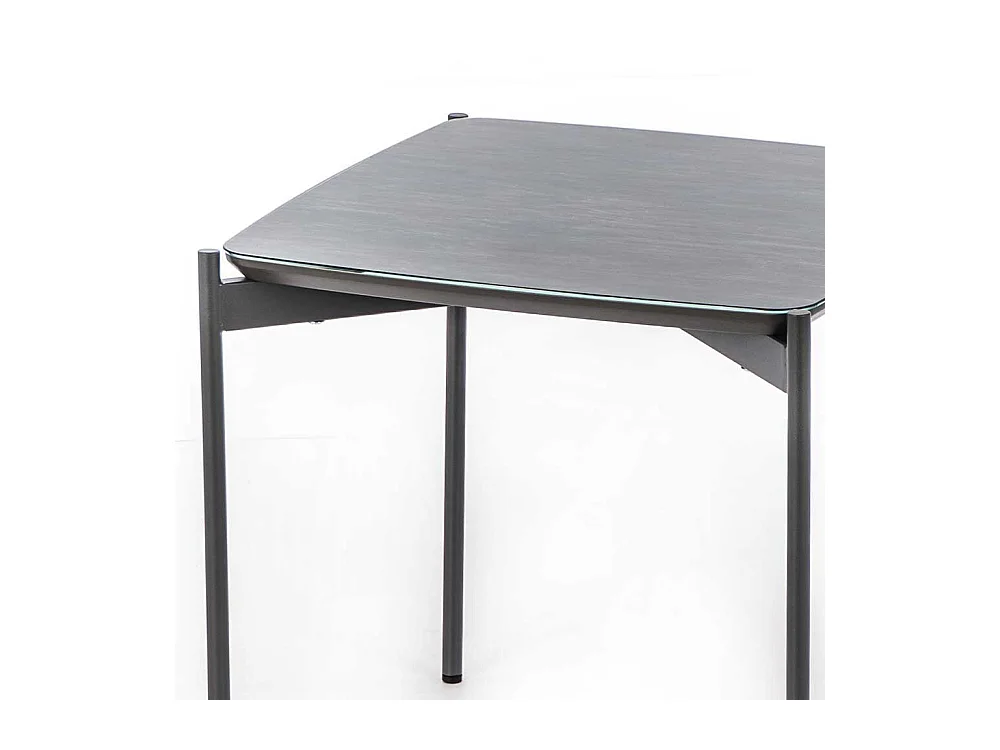 Glasbeistelltisch in Blaugrau und Dunkelgrau 45 cm breit