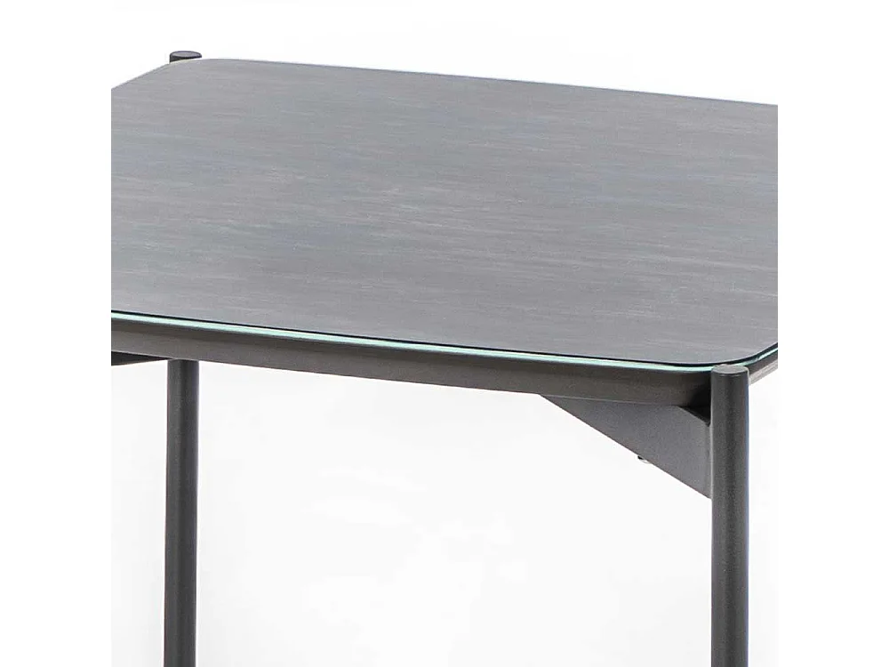 Glasbeistelltisch in Blaugrau und Dunkelgrau 45 cm breit