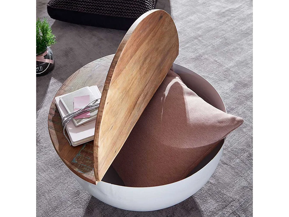 Wohnzimmer Tisch mit Gestell in Trommelform klappbarer Tischplatte