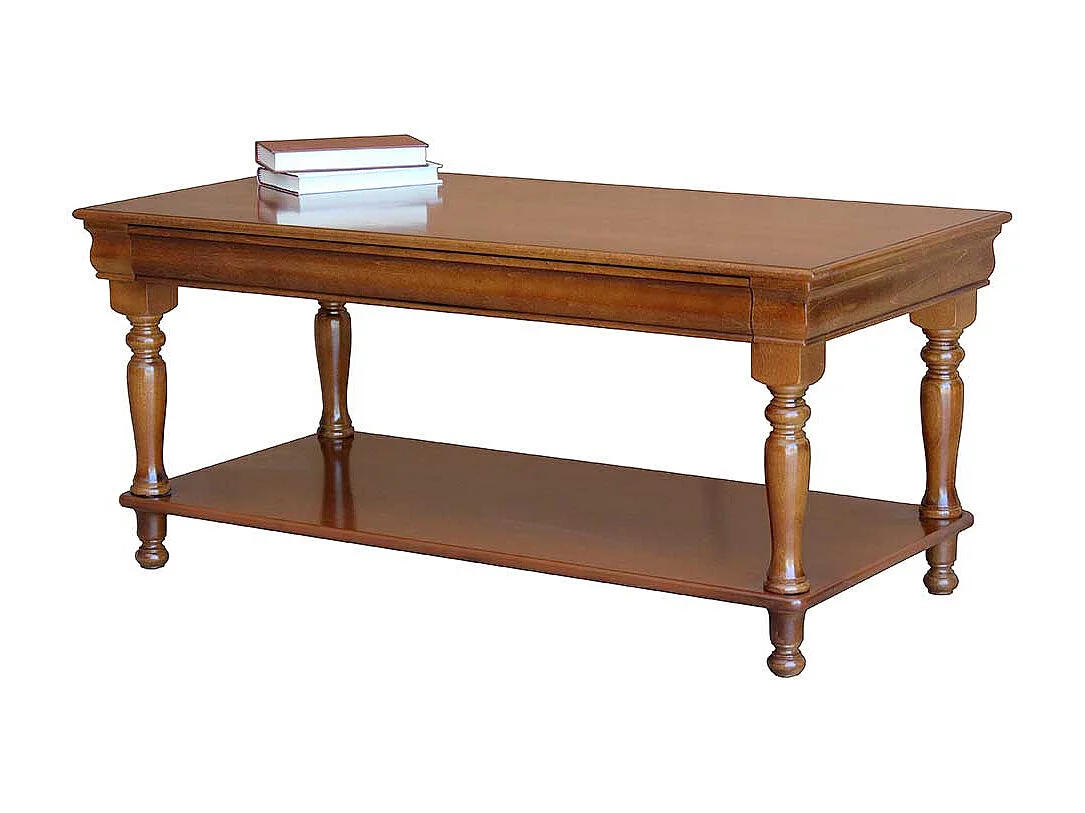 Klassischer Holz Sofatisch in Nussbaumfarben furniert lackiert