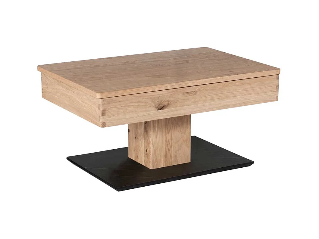 Wohnzimmer Tisch höhenverstellbar Wildeiche Bianco und Schwarz