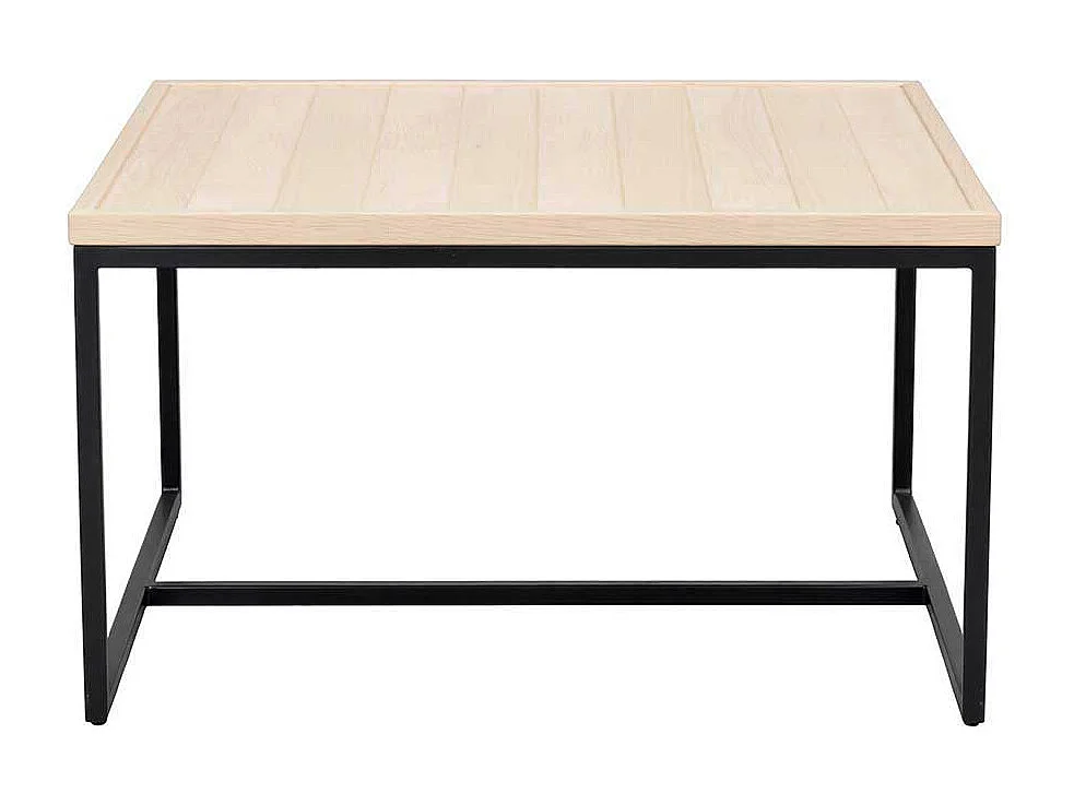 Quadratischer Sofatisch im Skandi Design Eiche White Wash und Schwarz