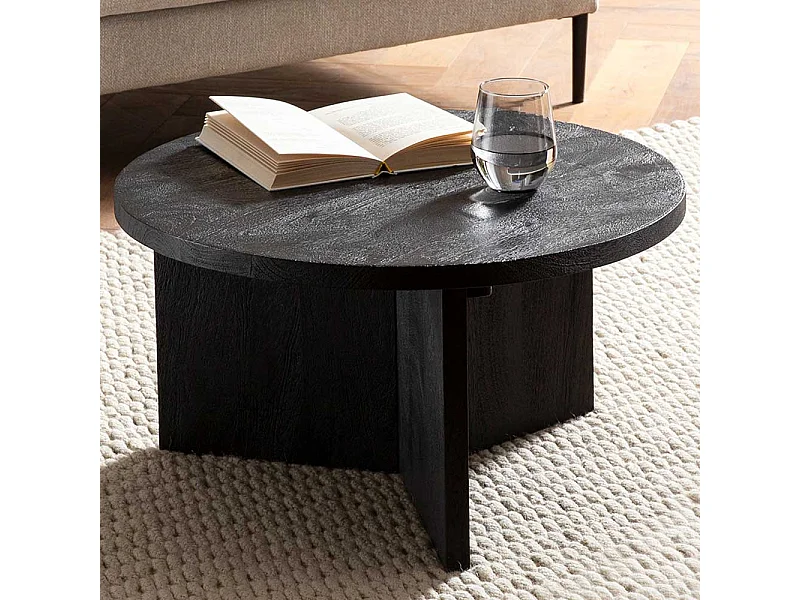 Couchtisch Sofatisch aus Massivholz in Schwarz