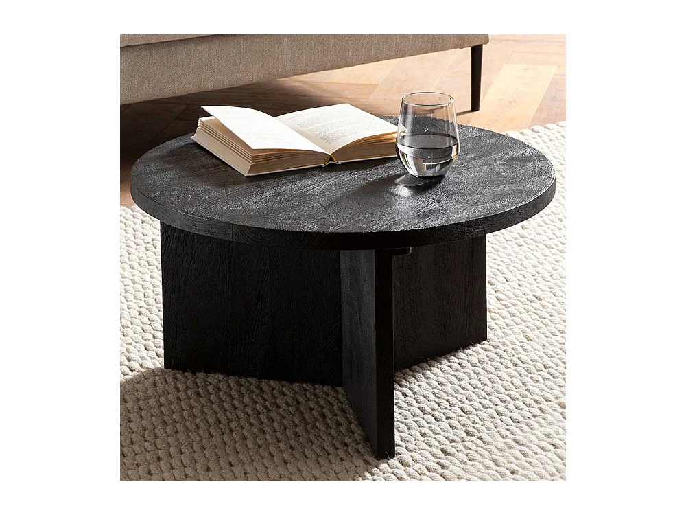 Couchtisch Sofatisch aus Massivholz in Schwarz
