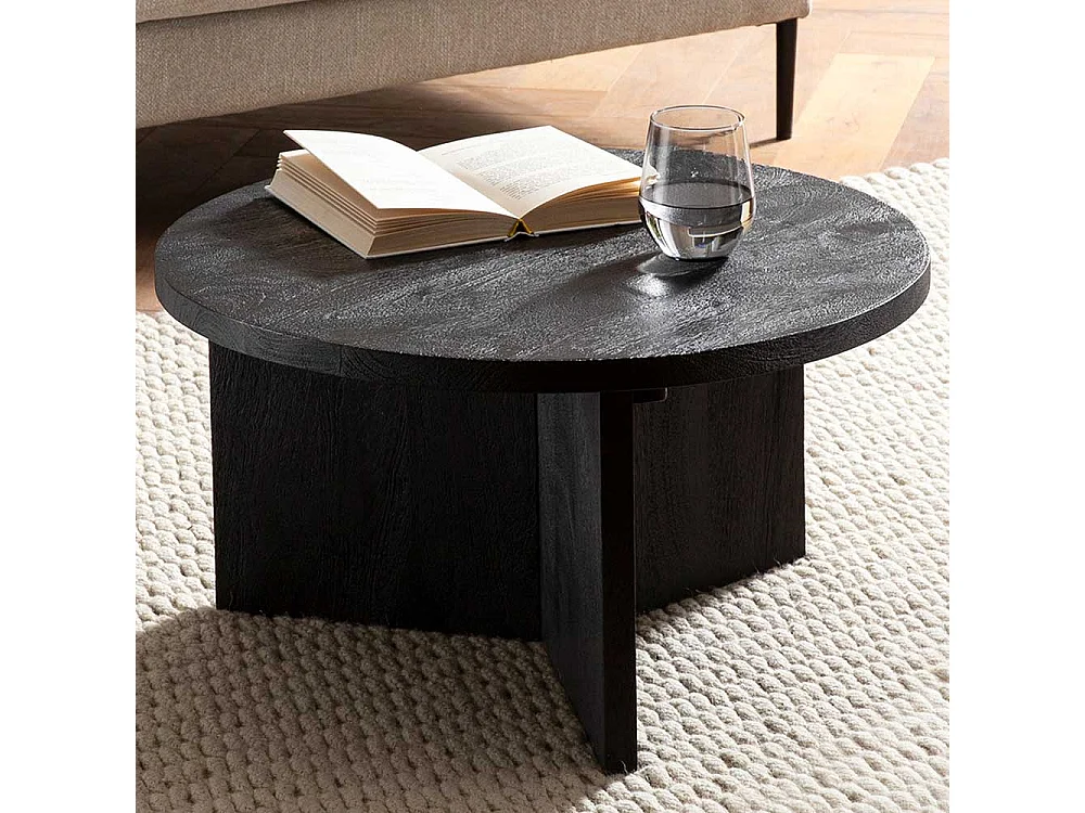 Couchtisch Sofatisch aus Massivholz in Schwarz