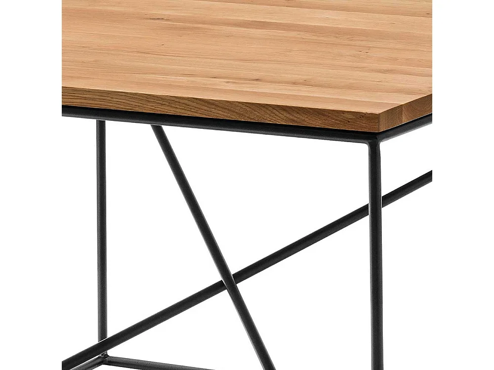 Couchtisch aus Asteiche Massivholz Metall in Schwarz