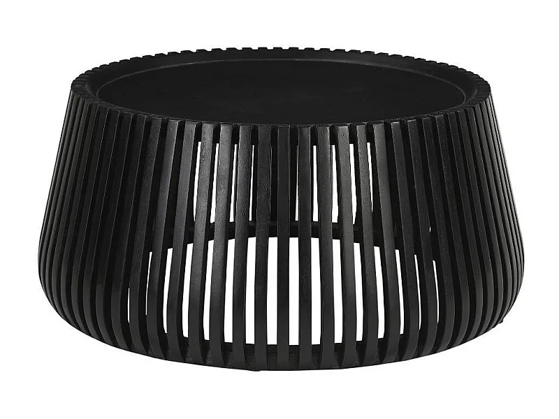 Wohnzimmertisch Designercouchtisch in Schwarz mit Gestell in Trommelform