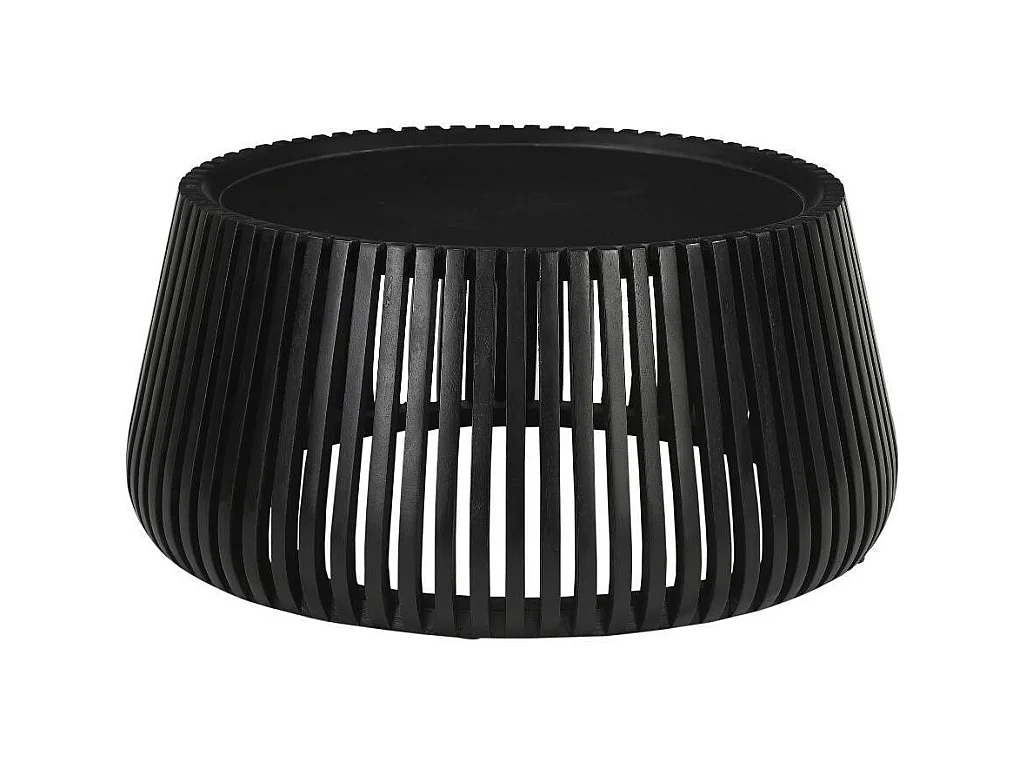 Wohnzimmertisch Designercouchtisch in Schwarz mit Gestell in Trommelform