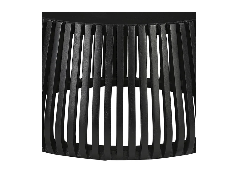 Wohnzimmertisch Designercouchtisch in Schwarz mit Gestell in Trommelform