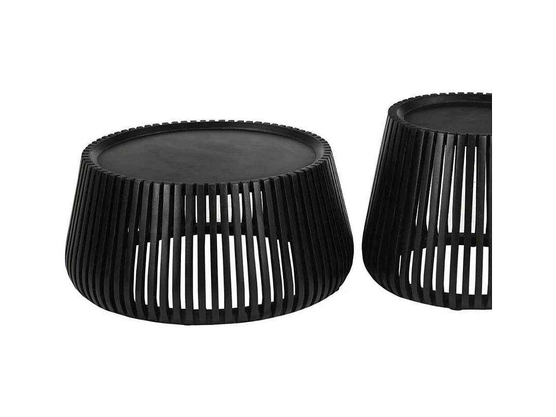 Wohnzimmertisch Designercouchtisch in Schwarz mit Gestell in Trommelform