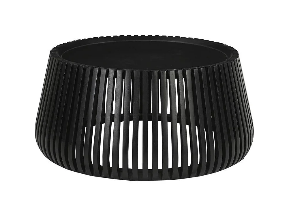 Wohnzimmertisch Designercouchtisch in Schwarz mit Gestell in Trommelform