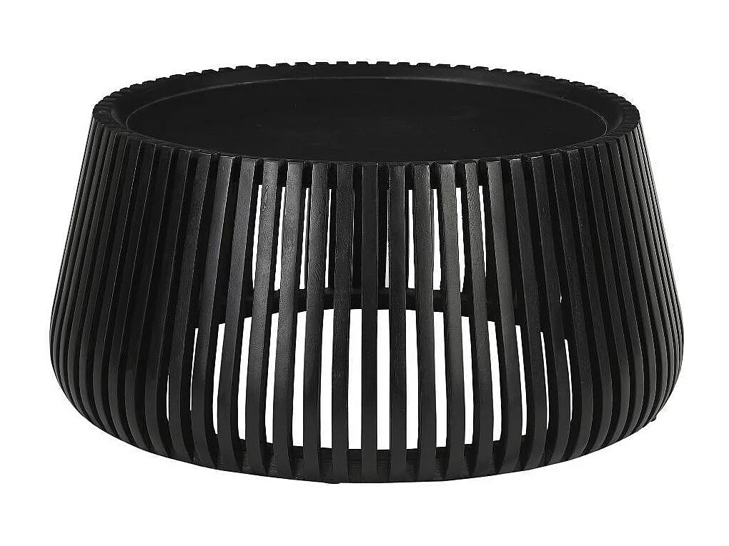 Wohnzimmertisch Designercouchtisch in Schwarz mit Gestell in Trommelform