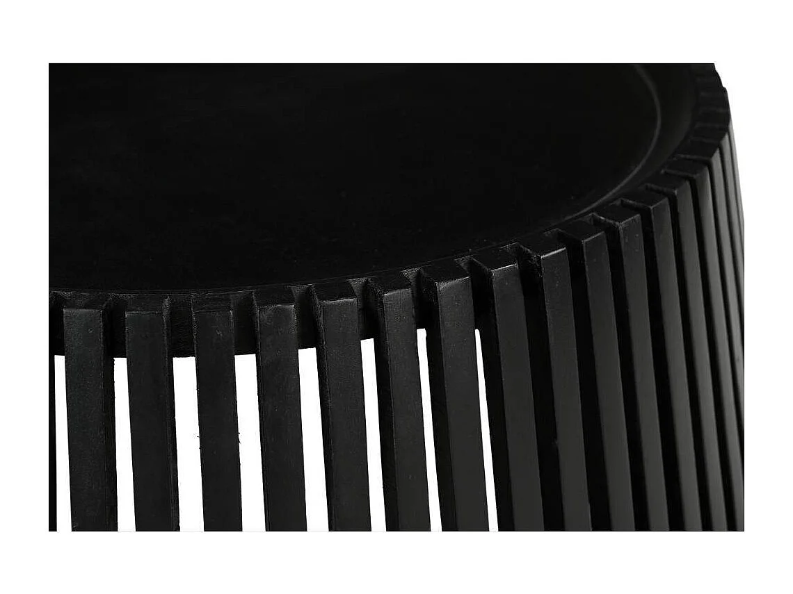 Wohnzimmertisch Designercouchtisch in Schwarz mit Gestell in Trommelform