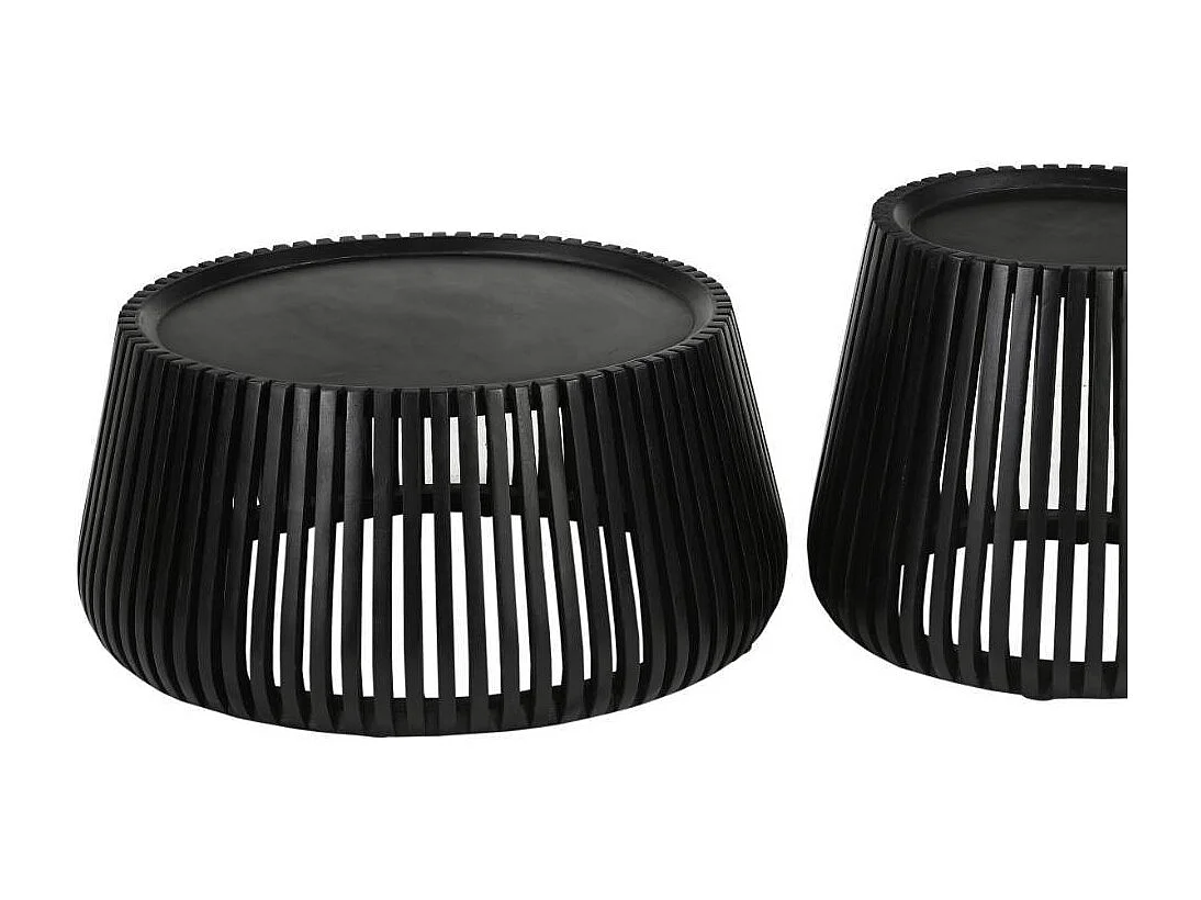 Wohnzimmertisch Designercouchtisch in Schwarz mit Gestell in Trommelform