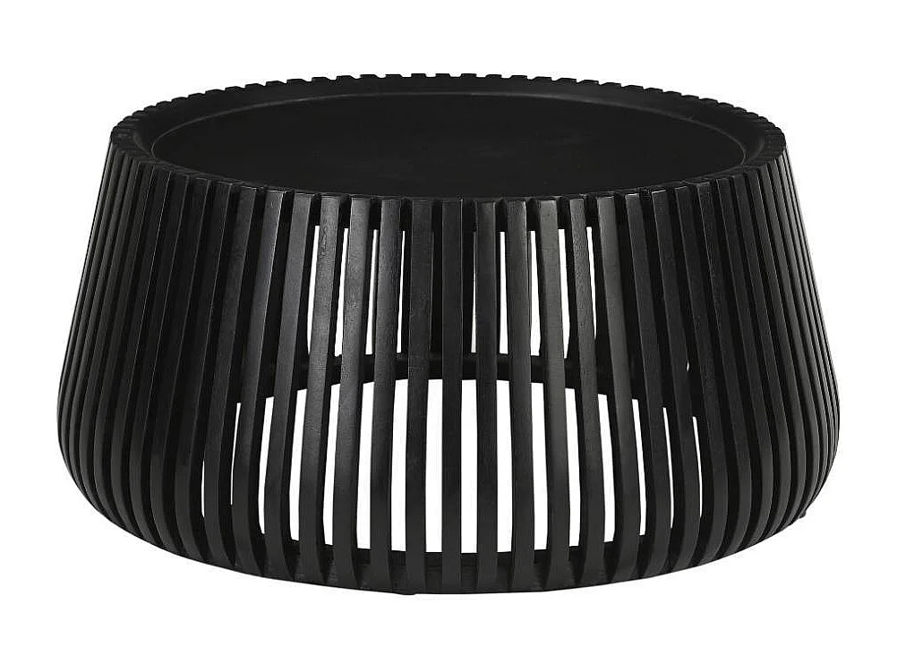 Wohnzimmertisch Designercouchtisch in Schwarz mit Gestell in Trommelform