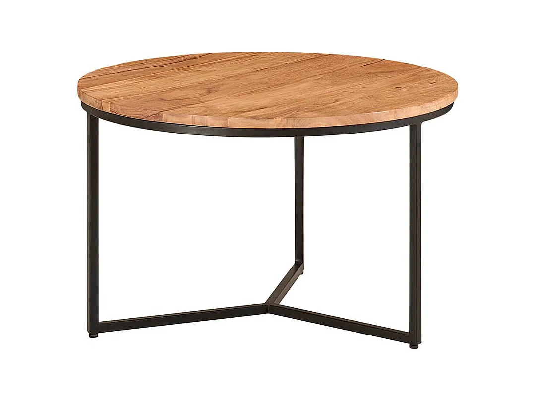 Sofa Tisch Holz und Metall im Retrostil 60 cm Durchmesser