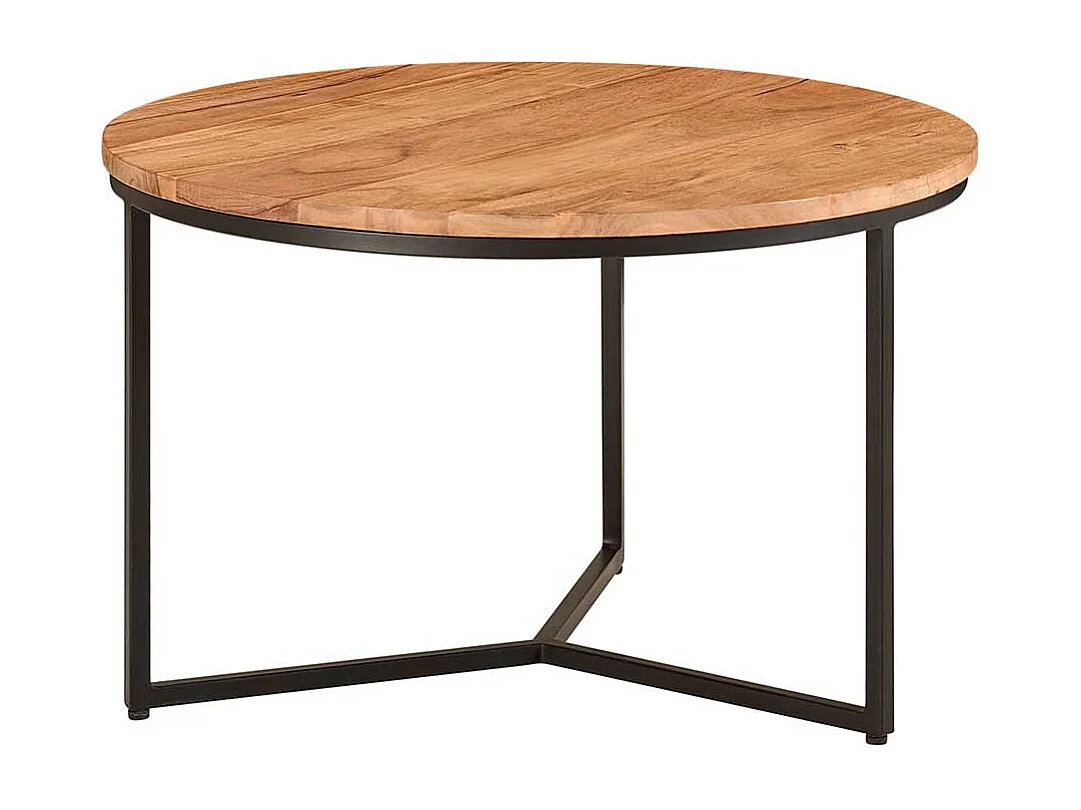 Sofa Tisch Holz und Metall im Retrostil 60 cm Durchmesser