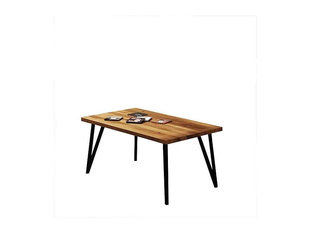 Wohnzimmertisch aus Wildeiche Massivholz und Stahl Loft Design