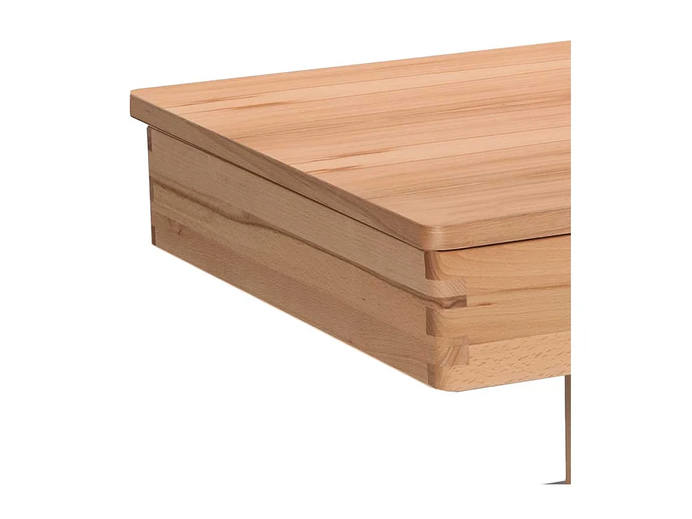 Sofatisch mit Staufach in Kernbuche Silberfarben