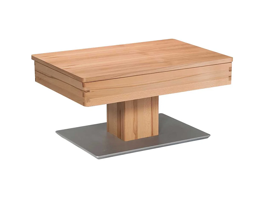 Sofatisch mit Staufach in Kernbuche Silberfarben