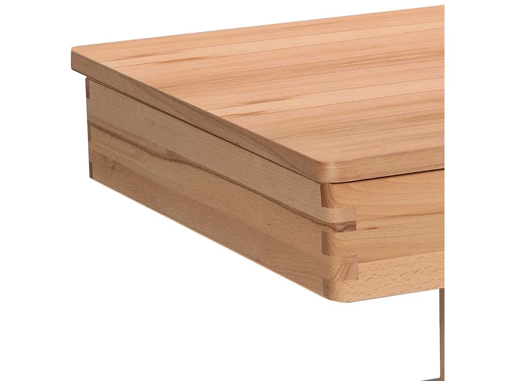 Sofatisch mit Staufach in Kernbuche Silberfarben