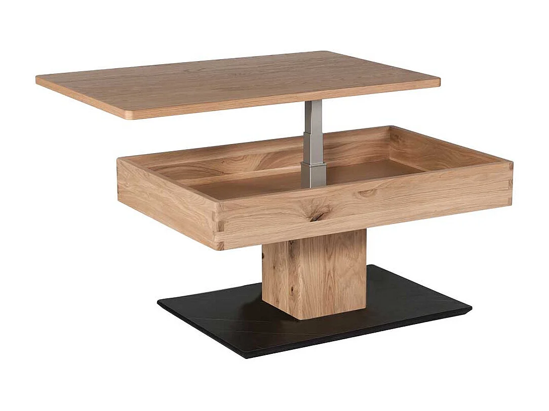 Sofatisch mit Staufach in Kernbuche Silberfarben