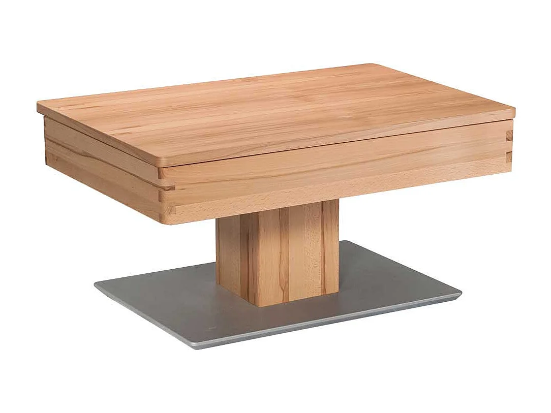 Sofatisch mit Staufach in Kernbuche Silberfarben